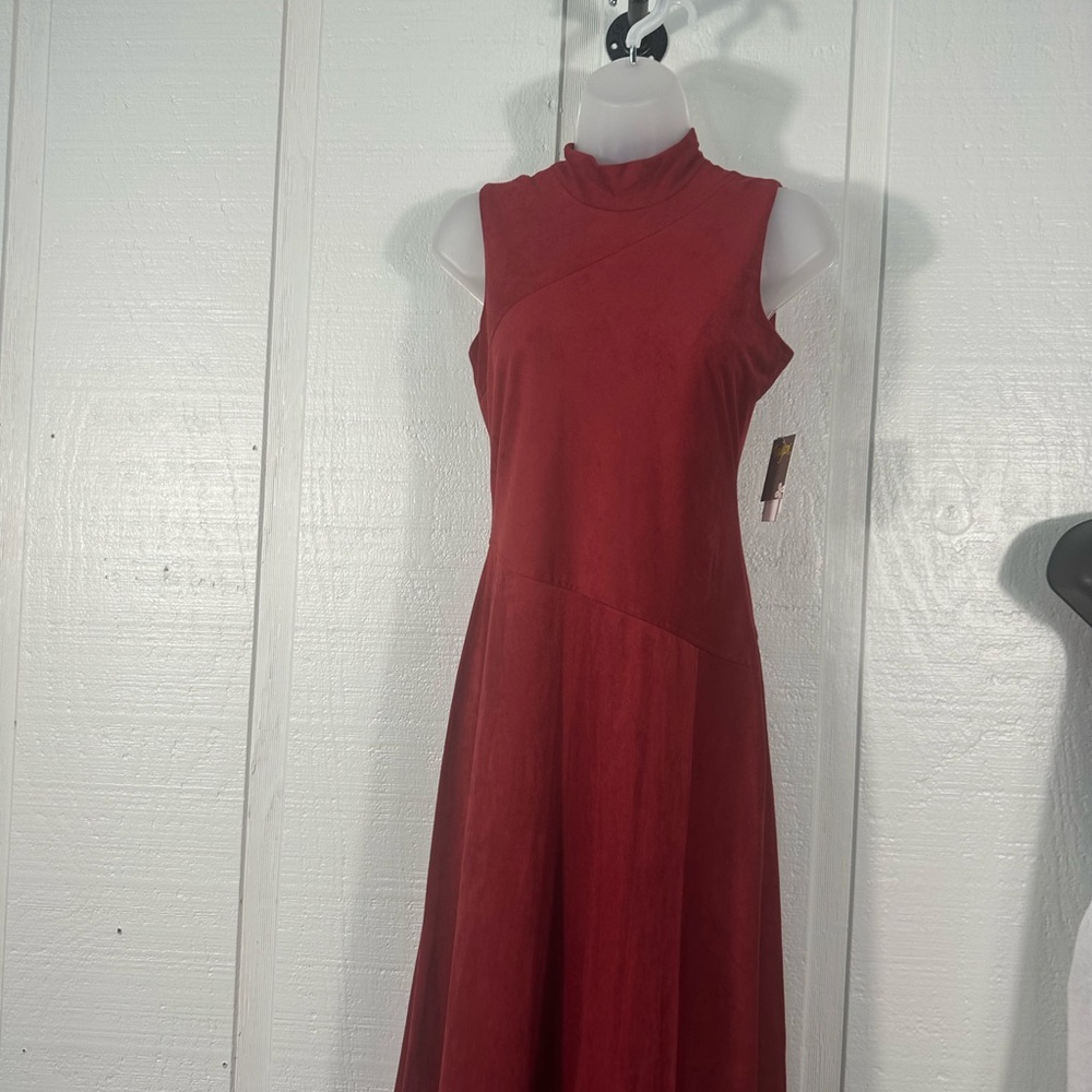 Taylor Women's Faux-Suede Asymmetrical-Hem Sleeveless Midi Dress Size 2 NWT - Picture 4 of 12